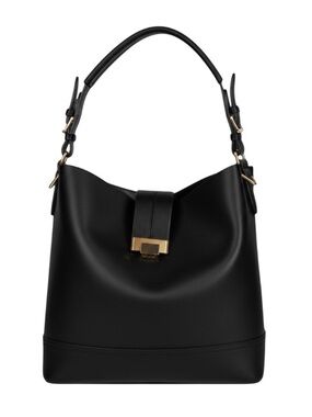 Topshop Black Faux Leather Top-Handle Hobo Bag